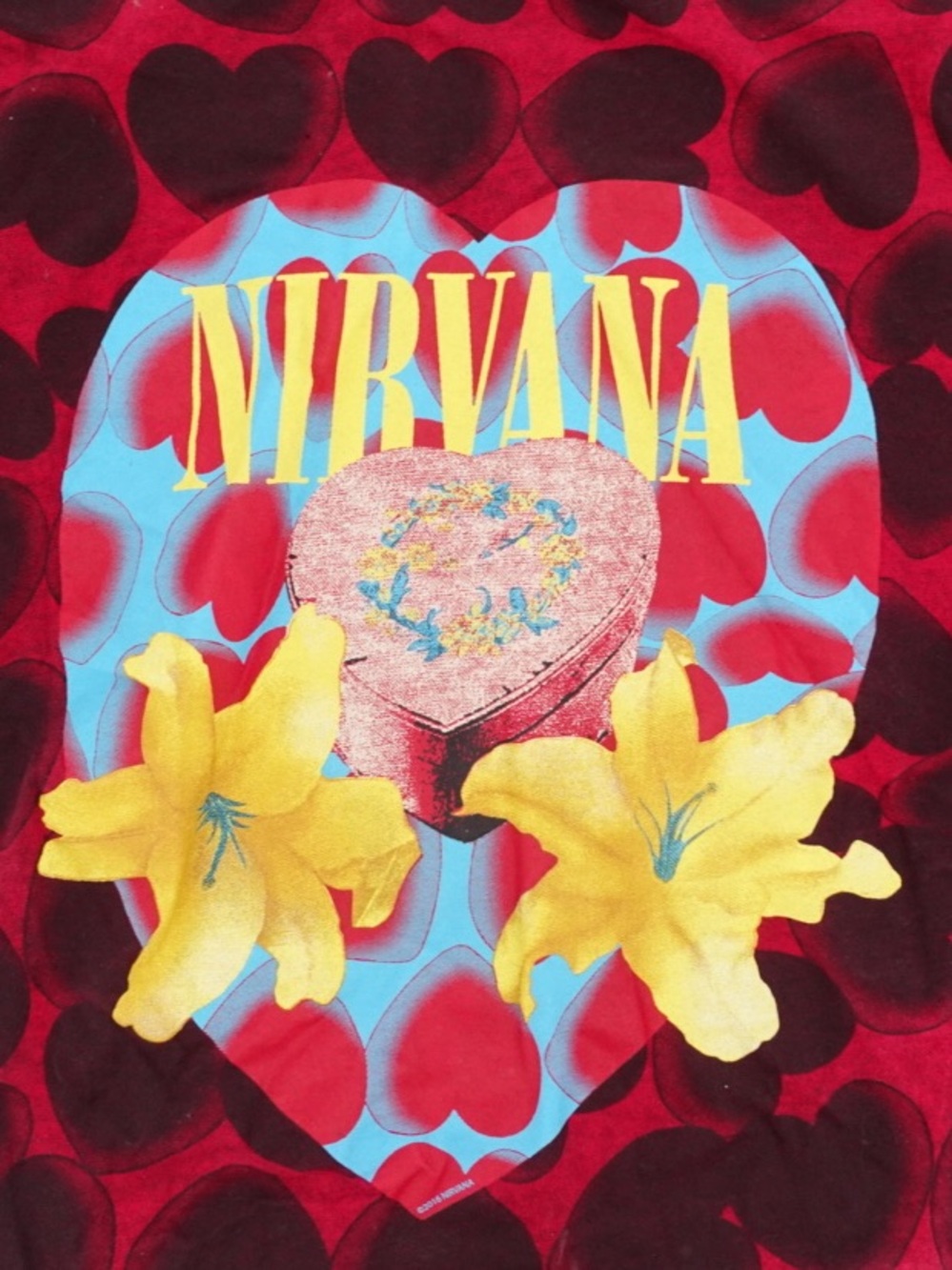 Nirvana Heart Shaped Box All Over Print Band Tee Red Medium Official Licensed